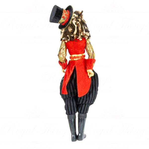 B 30050 Goodwill Christmas Dolls Cirque Magique Lion Ringmaster Doll Black Red Brown Back