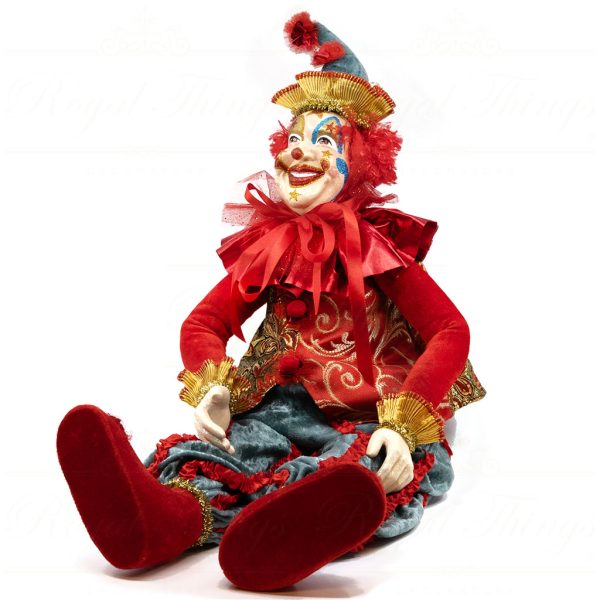 B 30070 Goodwill Christmas Dolls Cirque Magique Rafael Clown Doll Red Blue Detail