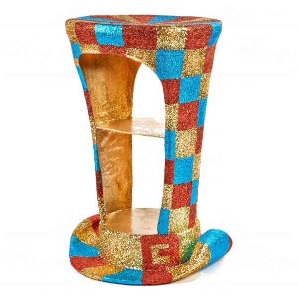 B 30073 Goodwill Christmas Decorative Items Cirque Magique Checkers Hat Display Blue Red Gold