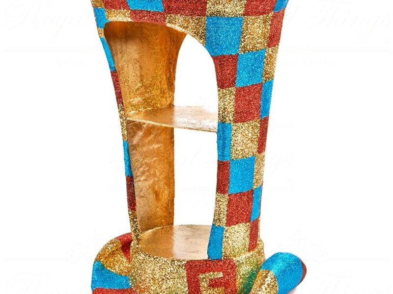 B 30073 Goodwill Christmas Decorative Items Cirque Magique Checkers Hat Display Blue Red Gold