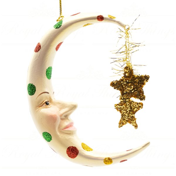 B 30088 Goodwill Christmas Ornaments Cirque Magique Starry Moon Ornament Green Red Yellow