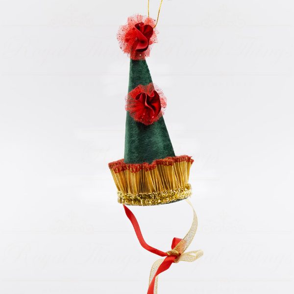 B 30089 Goodwill Christmas Ornaments Cirque Magique Clown Hat Gold Green Red Vari Green