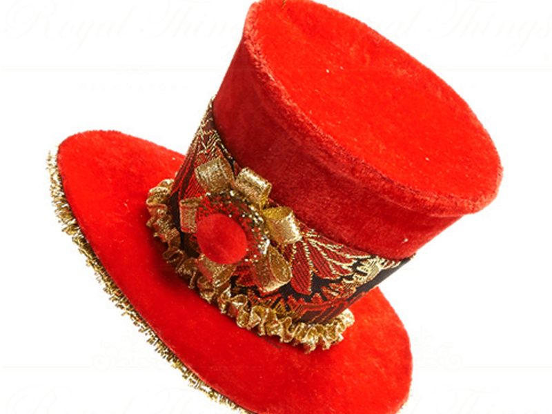 B 30090 Goodwill Christmas Ornaments Xmas Couture Santa Top Hat Gold Black Red Green Vari Red