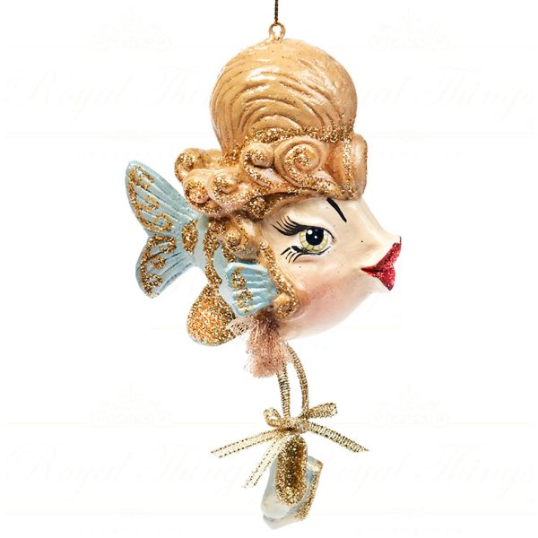 B 30146 Goodwill Christmas Ornaments Cinderella With Slipper Fish Ornament Blue Cream Pink Detail1