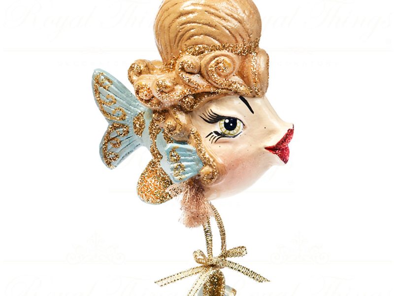 B 30146 Goodwill Christmas Ornaments Cinderella With Slipper Fish Ornament Blue Cream Pink Detail1
