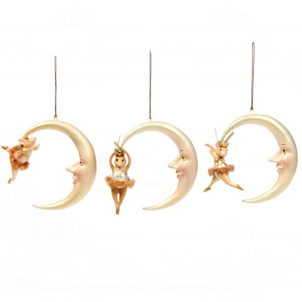 B 30148 Goodwill Christmas Ornaments Cinderella Moon Hanging Bettina Ornament Brown Cream