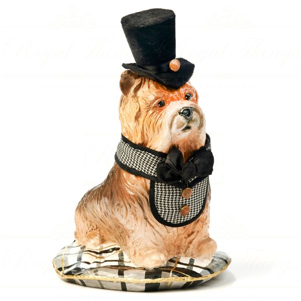 B 30162 Goodwill Christmas Decorative Items British Tartan Dog On Pillow Tabletop Brown Black White