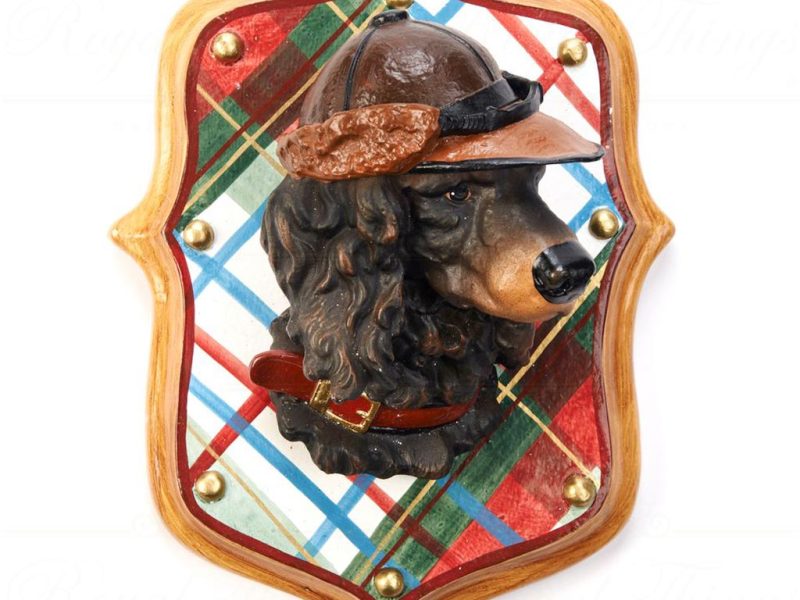B 30165 Goodwill Christmas Decorative Items British Tartan Spaniel Dog Wall Display Brown Red Green White