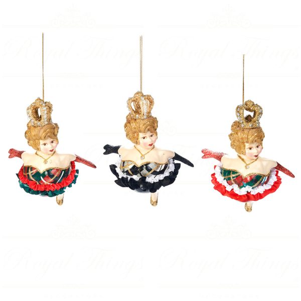 B 30169 Goodwill Christmas Ornaments British Royal Chubby Fairy Ornament Black Green Red