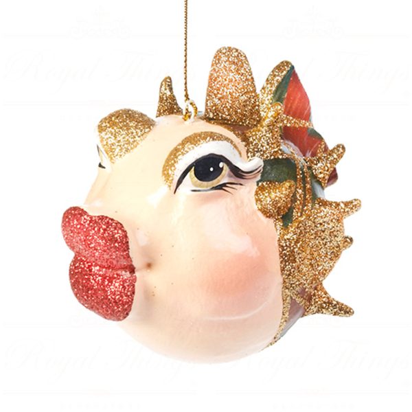 B 30170 Goodwill Christmas Ornaments British Tartan Puffer Fish Ornament Gold Red Blue Detail2