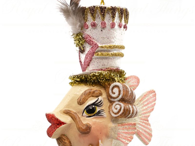 B 30350 Goodwill Christmas Ornaments Ballerina Nutcracker Fish Ornament Brown Gold White Detail2