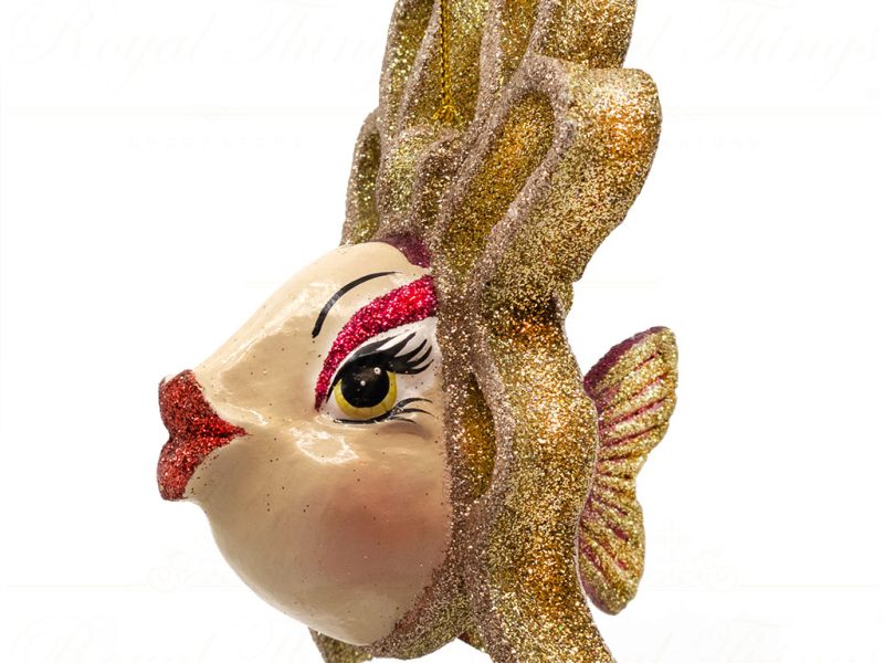B 30351 Goodwill Christmas Ornaments Chateaux Ballerina Bow Fish Ornament Champagne Gold Pink