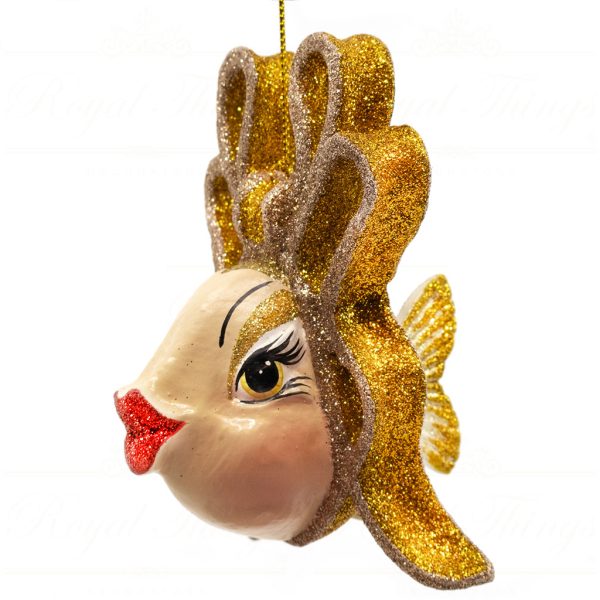 B 30351 Goodwill Christmas Ornaments Chateaux Ballerina Bow Fish Ornament Champagne Gold Pink Detail1