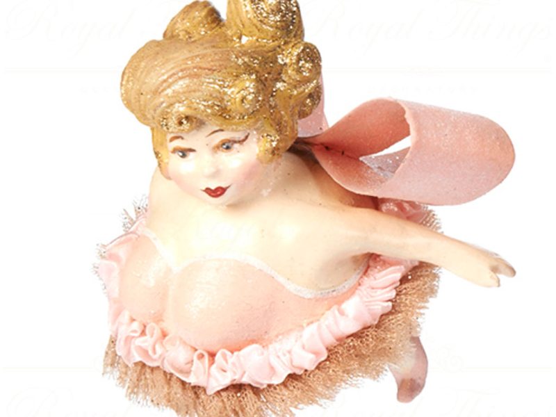 B 30358 Goodwill Christmas Ornaments Chubby Bow Ballerina Ornament Burgundy Champagne Pink Detail3