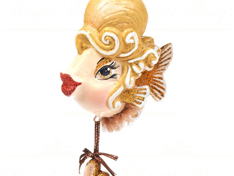 B 30361 Goodwill Christmas Ornaments Ballerina Lady Fish Ornament Champagne Gold Pink Detail2
