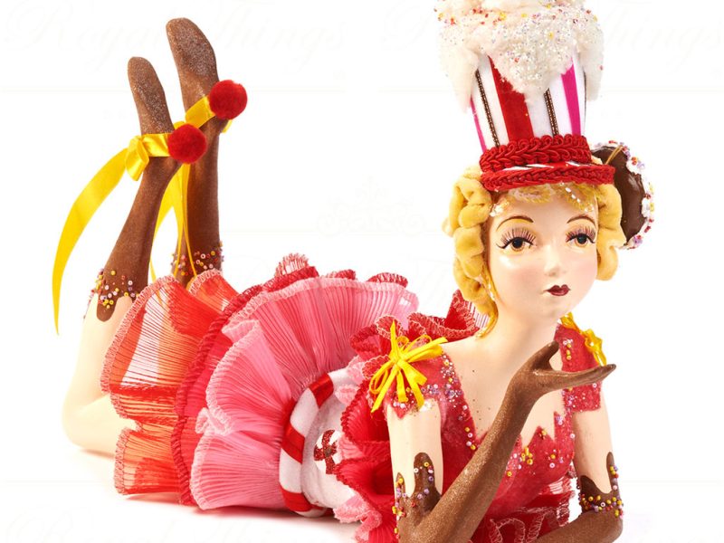 B 30425 Goodwill Christmas Dolls Dairy Queen Lying Candy Girl Pink Brown White Red