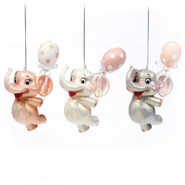 B 30440 Goodwill Christmas Ornaments Cotton Candy Carnival Balloon Elephant Ornament Pink