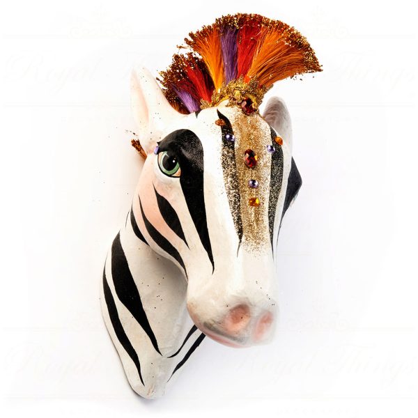 B 30575 Goodwill Christmas Decorative Items Cirque Magique Zebra Head Wall Display Black White Multi