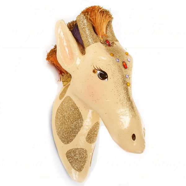 B 30576 Goodwill Christmas Decorative Items Cirque Magique Giraffe Head Wall Display Brown Gold Multi