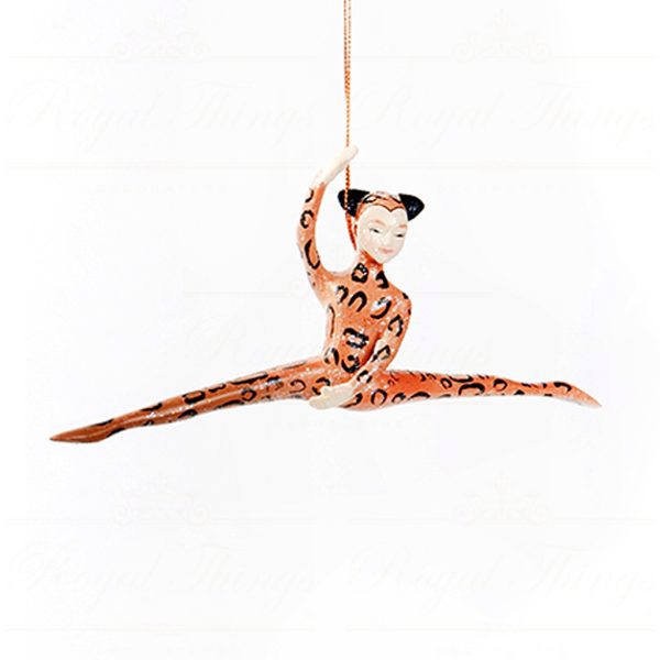 B 30579 Goodwill Christmas Ornaments Safari Leaping Lady Ornament Brown Orange White Detail2