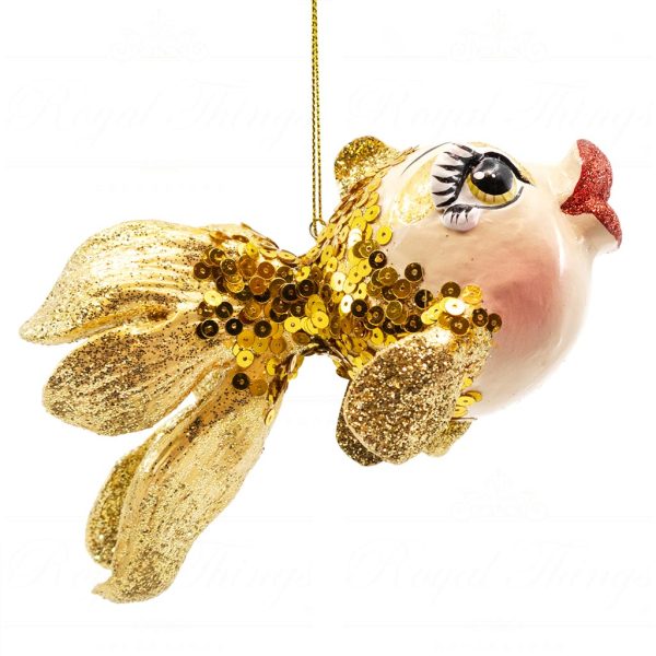 B 30658 Goodwill Christmas Ornaments Glamour Queen Fish Ornament Champagne Gold Silver Detail1