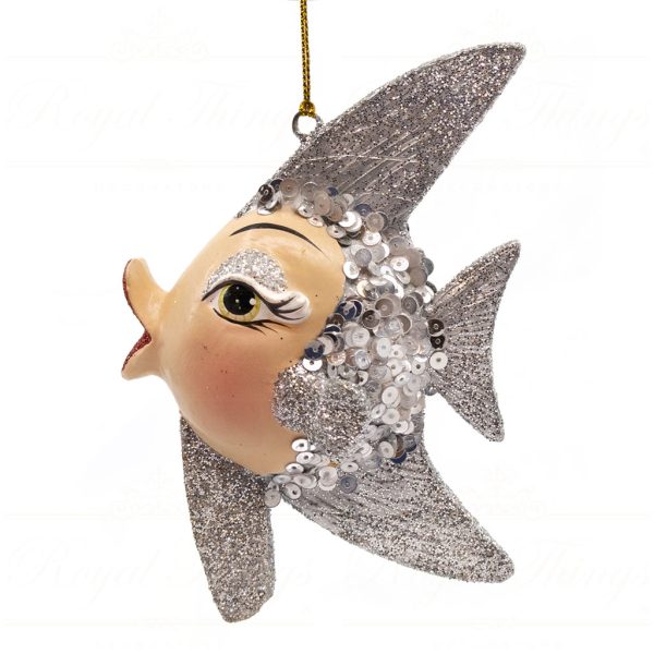 B 30661 Goodwill Christmas Ornaments Glamour Queen Angel Fish Ornament Champagne Gold Silver Detail2
