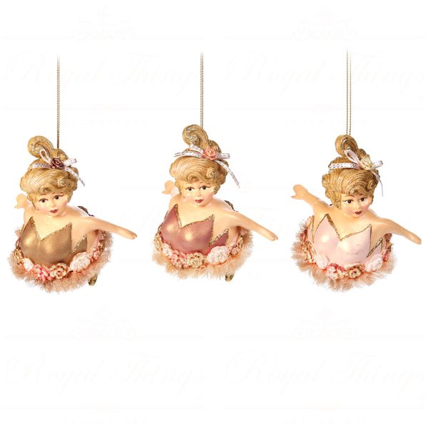 B 30724 Goodwill Christmas Ornaments The Fairy Banquet Chubby Lady Fairy Ornament Gold Pink Dark Pink