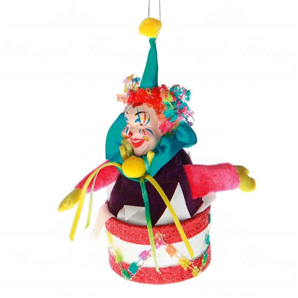 B 31495 Goodwill Christmas Ornaments Cirque Magique Clown Pop Drum Ornament Gold Purple Red Detail3