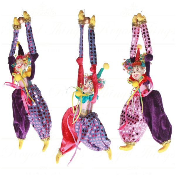 B 31506 Goodwill Christmas Ornaments Cirque Magique Clown Candy Bag Ornament Blue Pink Purple