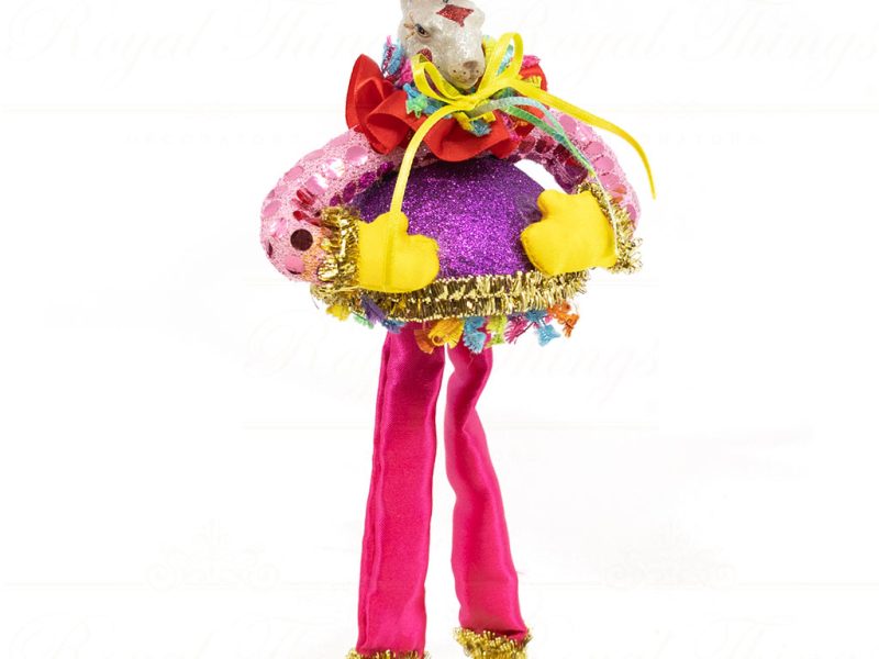 B 31509 Goodwill Christmas Ornaments Cirque Magique Animal Dangle Skirt Ornament Gold Purple Red Detail1