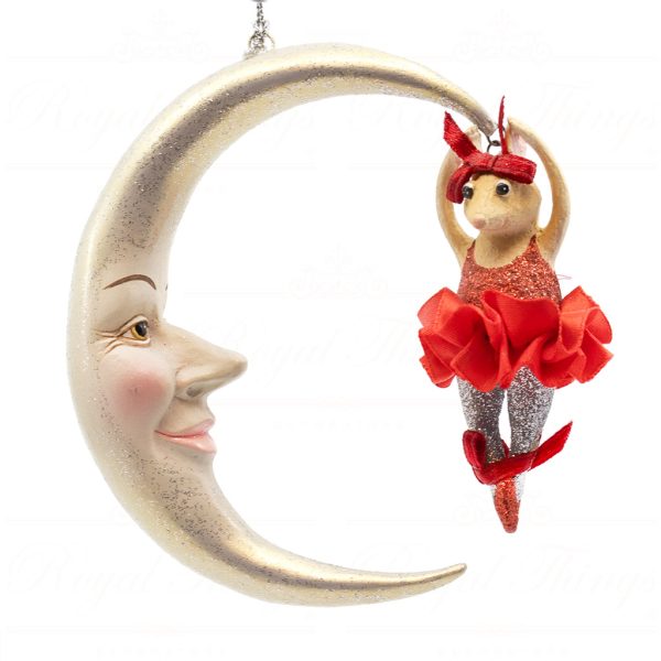 B 31616 Goodwill Christmas Ornaments Vintage Christmas Bettina Ballerina Moon Ornament Red White Detail