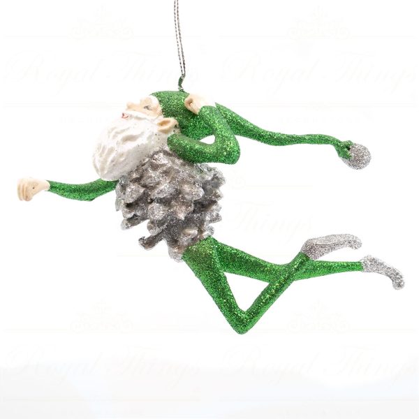 B 39999 Goodwill Christmas Ornaments Vintage Pincone Santa Ornament Green Red