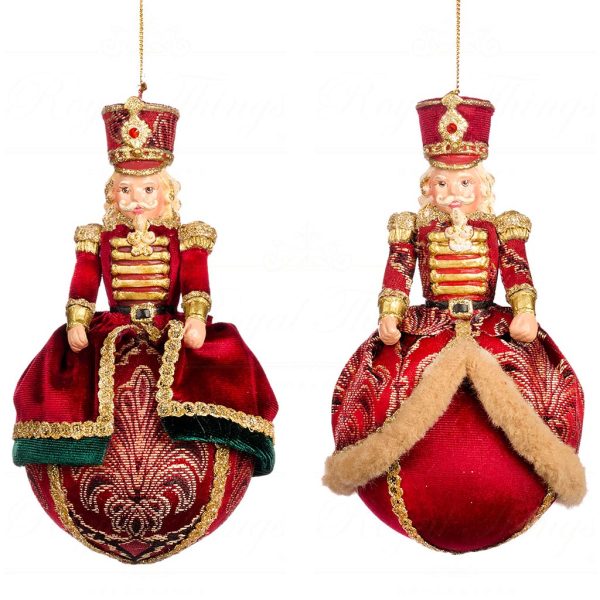 B 86004 Goodwill Christmas Ornaments Song For Season Nutcracker On Ball Ornament Burgundy Gold