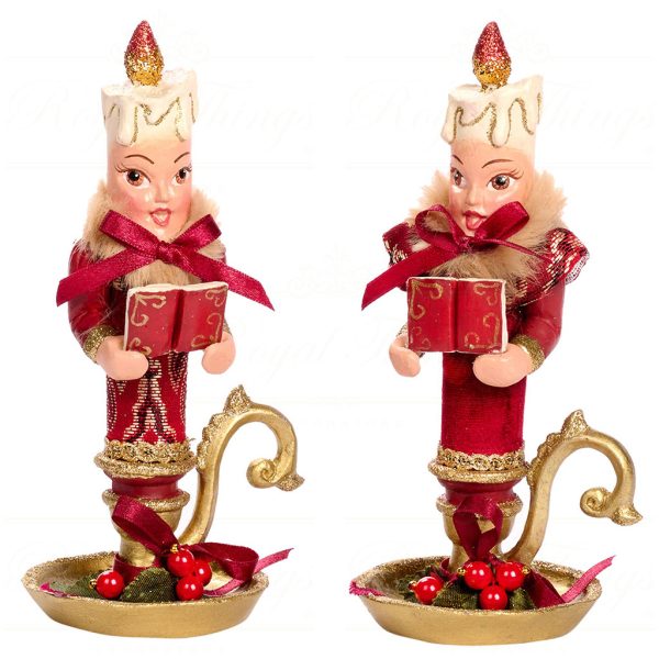 B 86010 Goodwill Christmas Decorative Items Song For Season Carol Candle Tabletop Burgundy Gold