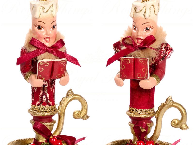 B 86010 Goodwill Christmas Decorative Items Song For Season Carol Candle Tabletop Burgundy Gold