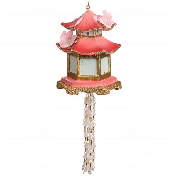 B 86052 Goodwill Christmas Ornaments Pagoda Dangle Temple Ornament Pink Red Vari Pink