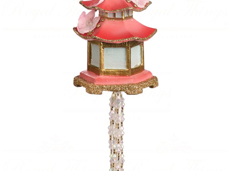 B 86052 Goodwill Christmas Ornaments Pagoda Dangle Temple Ornament Pink Red Vari Pink