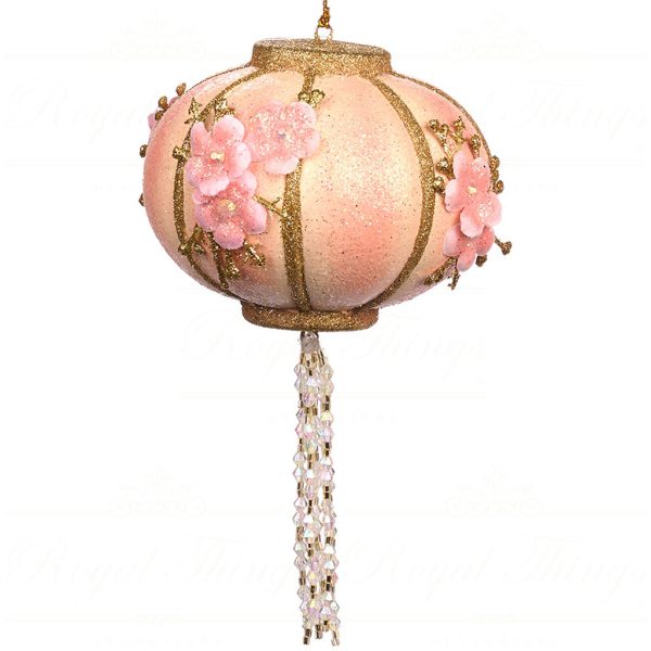 B 86054 Goodwill Christmas Ornaments Pagoda Rnd Lantern With Tassel Ornament Pink Red Vari Pink