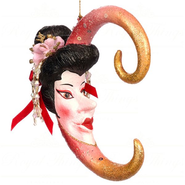 B 86060 Goodwill Christmas Ornaments Pagoda Geisha Moon Ornament Red Black Vari Pink
