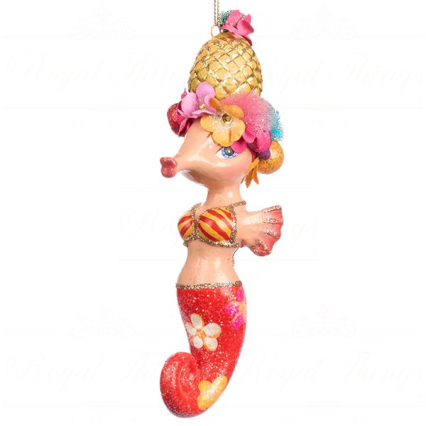 B 86101 Goodwill Christmas Ornaments Getaway Tropical Seahorse Ornament Multi Coral