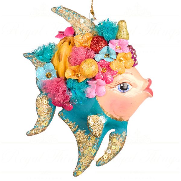 B 86104 Goodwill Christmas Ornaments Getaway Tropical Angel Fish Ornament Multi Blue