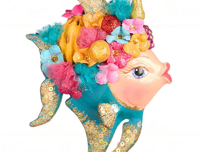 B 86104 Goodwill Christmas Ornaments Getaway Tropical Angel Fish Ornament Multi Blue