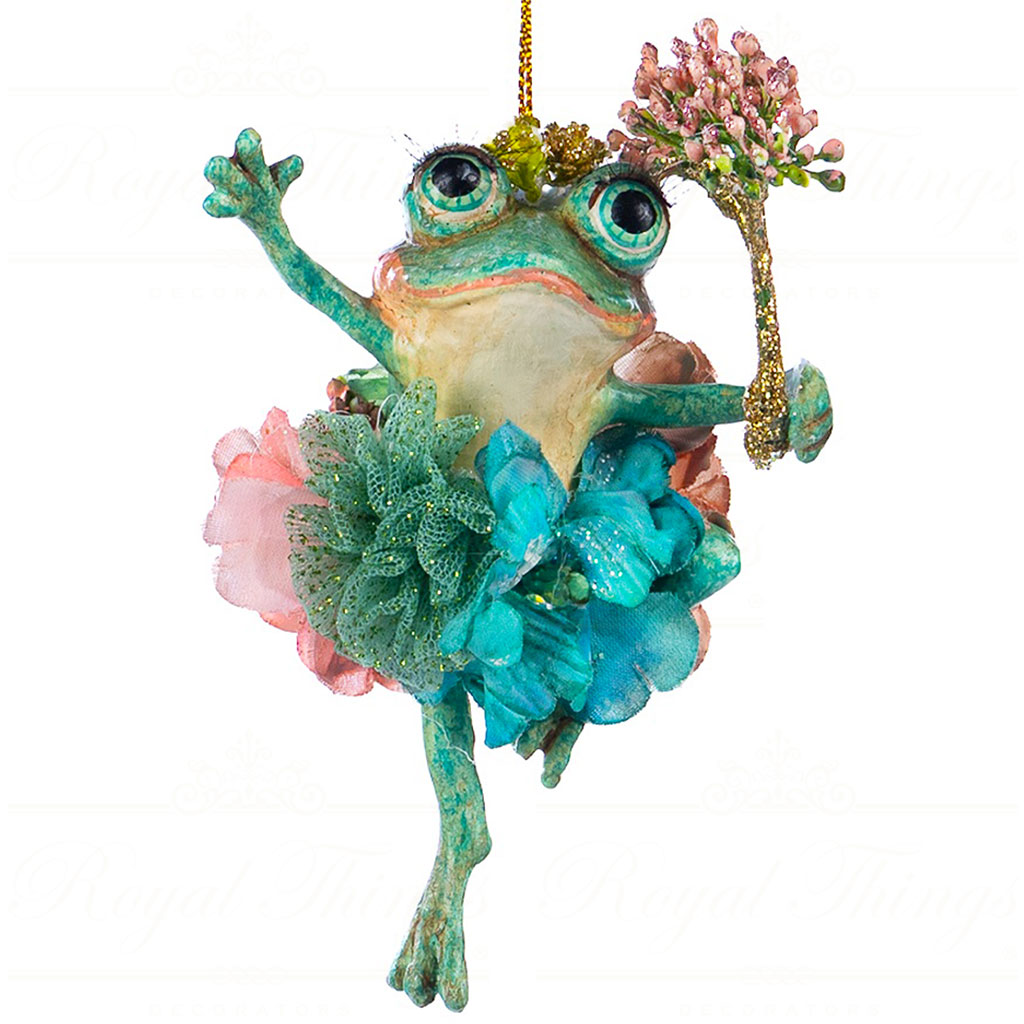B 86153 goodwill christmas ornaments lily pond dancing frog ornament green pink boy B 86153 Goodwill Christmas Ornaments Lily Pond Dancing Frog Ornament Green Pink Boy