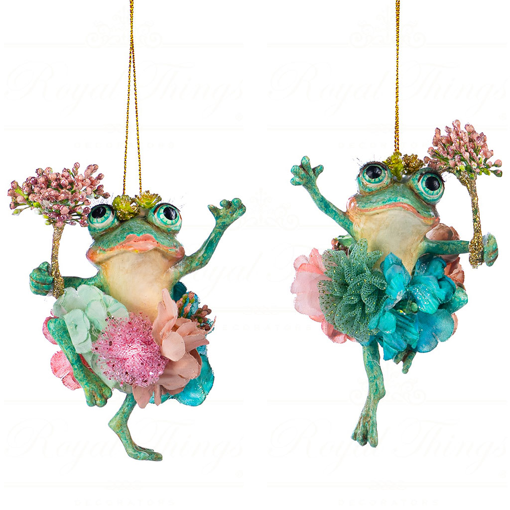 B 86153 goodwill christmas ornaments lily pond dancing frog ornament green pink B 86153 Goodwill Christmas Ornaments Lily Pond Dancing Frog Ornament Green Pink
