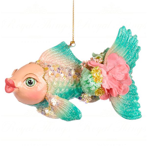 B 86155 Goodwill Christmas Ornaments Lily Pond Koi Fish Ornament Green Pink Green