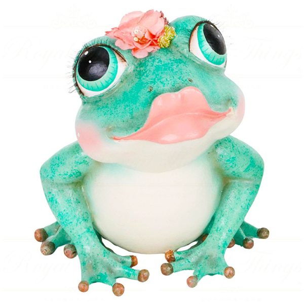 B 86160 Goodwill Christmas Decorative Items Lily Pond Frog Tabletop Green Pink Girl