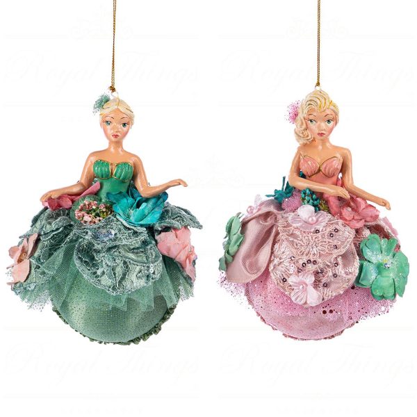 B 86165 Goodwill Christmas Ornaments Lily Pond Girl On Ball Ornament Pink Green