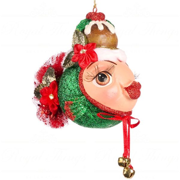 B 86200 Goodwill Christmas Ornaments Family Feast Xmas Big Puffer Fish Ornament Red Green Green