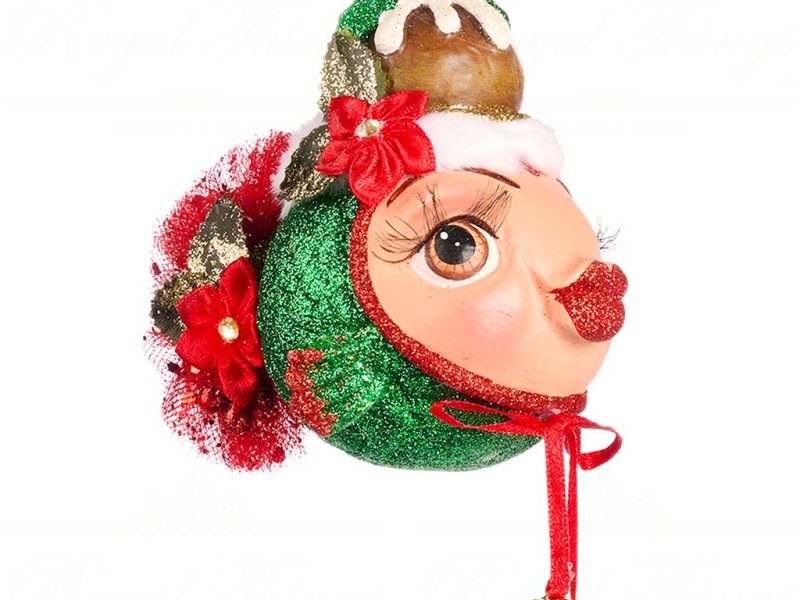 B 86200 Goodwill Christmas Ornaments Family Feast Xmas Big Puffer Fish Ornament Red Green Green