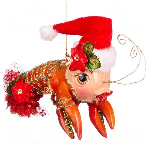 B 86201 Goodwill Christmas Ornaments Family Feast Xmas Lobster Ornament Red Orange Boy